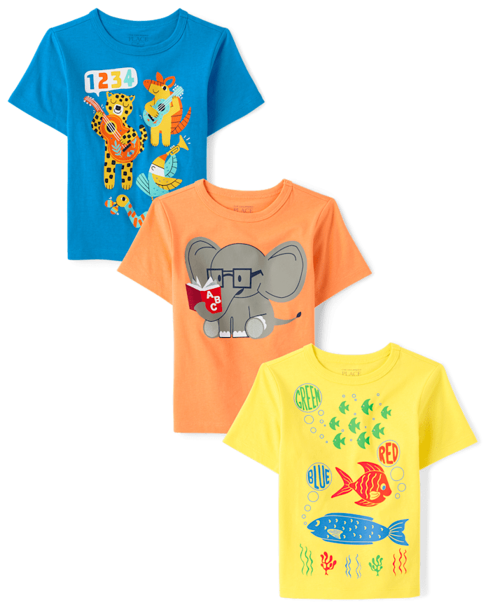 Baby And Toddler Boys Animal Graphic Tee -Pack