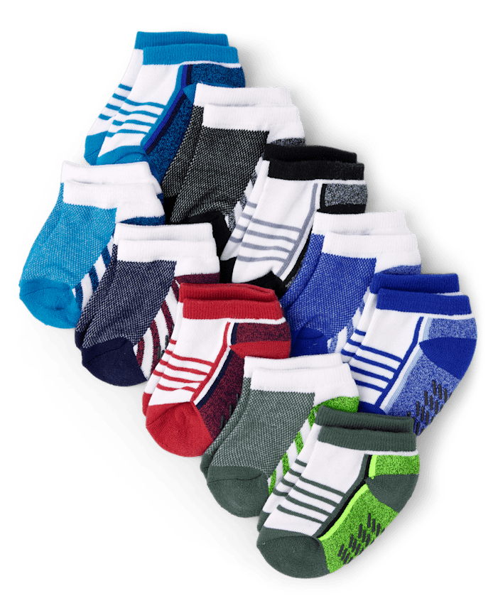 Baby And Toddler Boys Colorblock Athletic Ankle Socks 10-Pack
