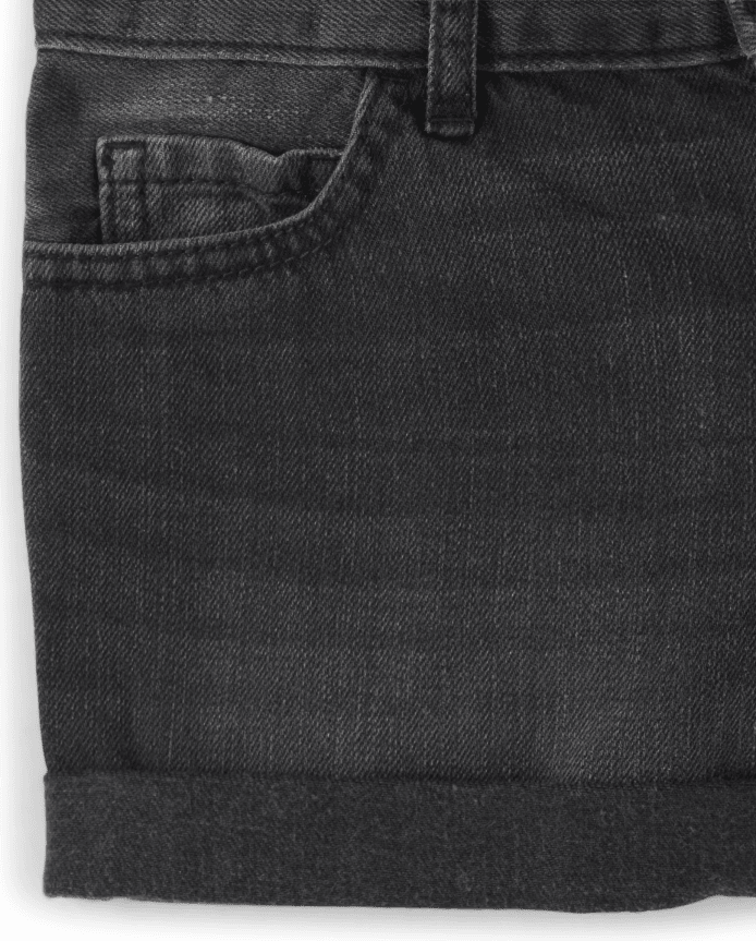 Girls Button Front Denim Shortie Shorts