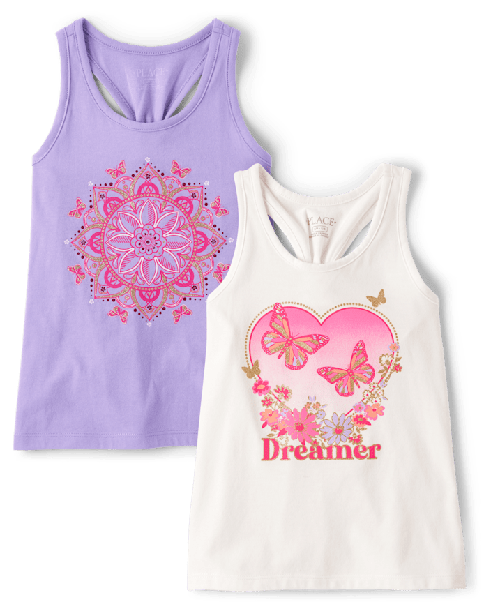 Girls Dreamer Knot Back Tank Top 2-Pack