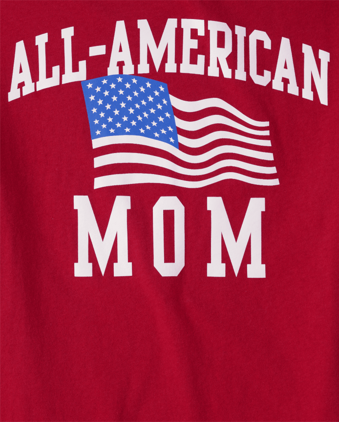 Womens Matching Family All-American Mom Graphic Tee