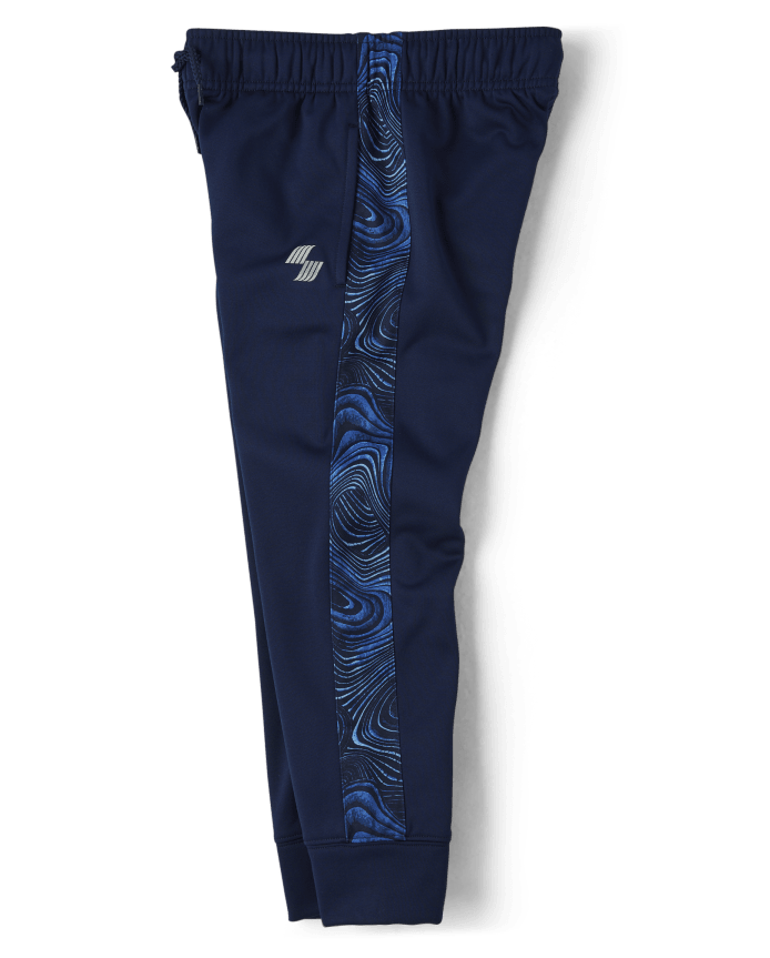 Boys Print Side Stripe Fleece Performance Jogger Pants