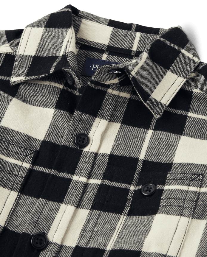 Boys Matching Family Plaid Flannel Button Up Shirt
