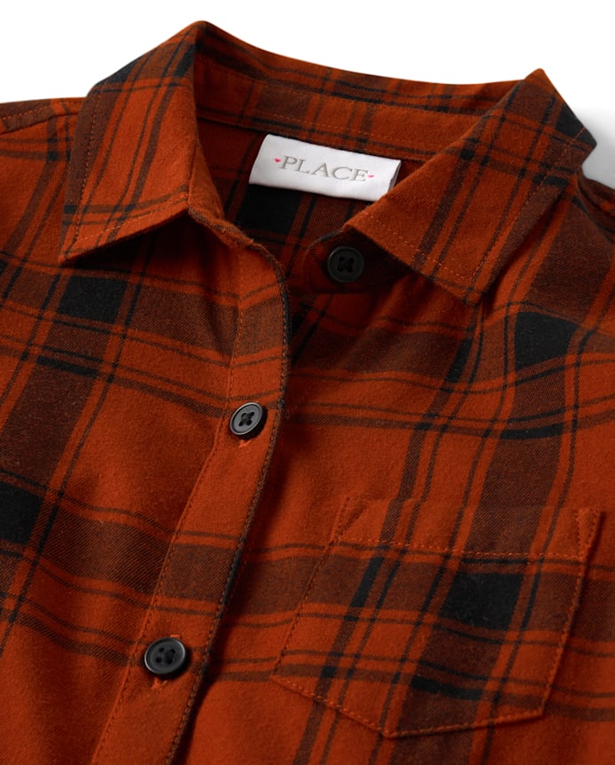 Girls Plaid Twill Button Up Shirt