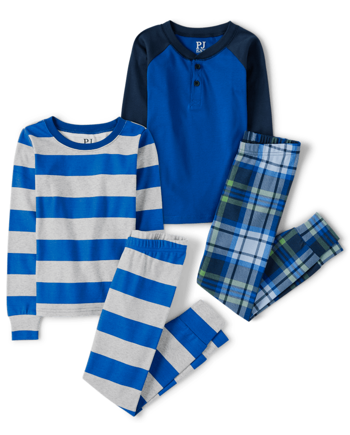 Boys Striped Snug Fit Cotton Pajamas 2-Pack