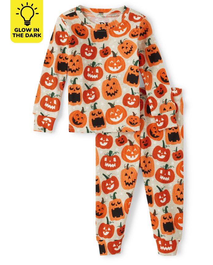 Baby And Toddler Matching Family Glow Jack-O-Lantern Snug Fit Cotton Pajamas