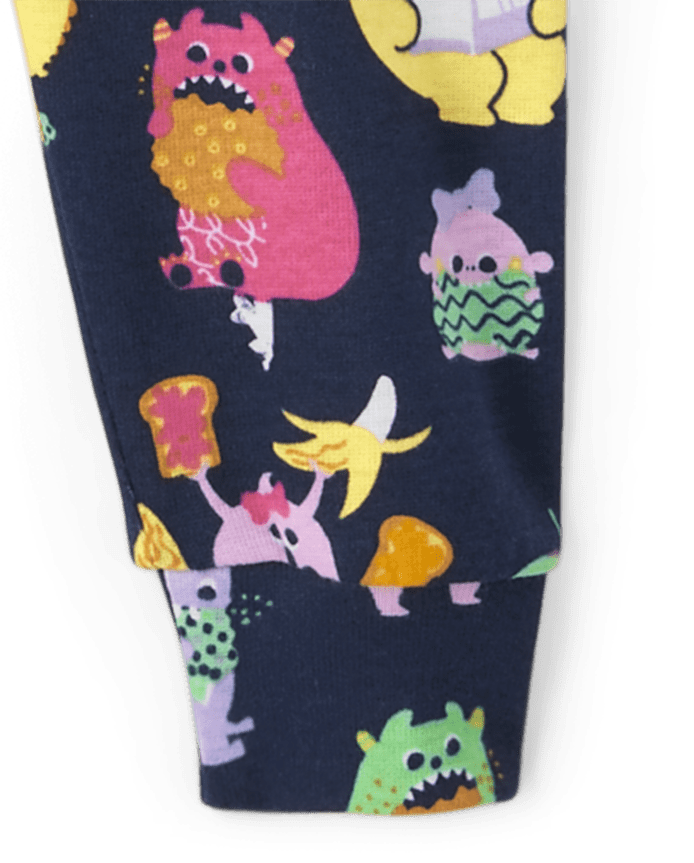 Baby And Toddler Girls Snack Monster Snug Fit Cotton Pajamas