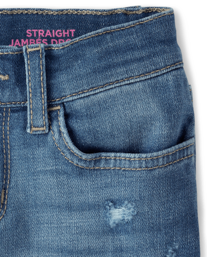 Girls Roll-Cuff Straight Jeans