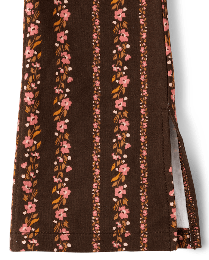 Girls Floral Ponte Flare Leggings