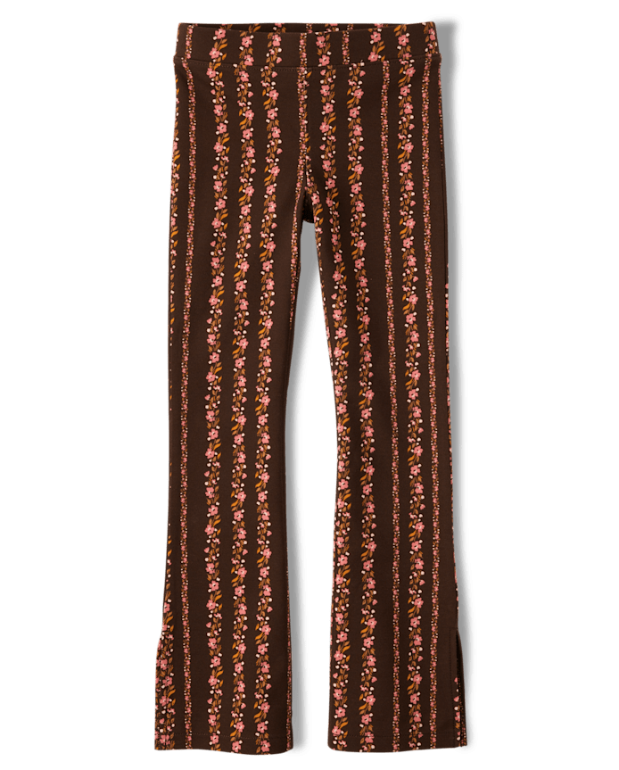 Girls Floral Ponte Flare Leggings