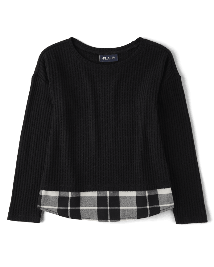 Girls Plaid 2 1 Sweater
