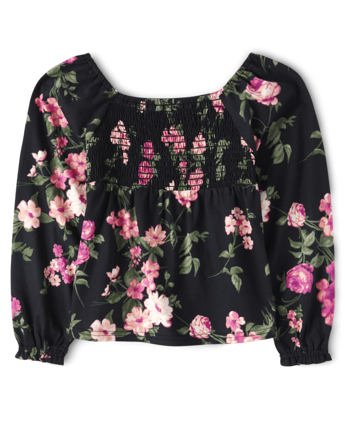 Haut smocké imprimé pour fille