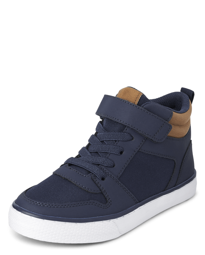 Boys Contrast Cuff High Top Sneakers
