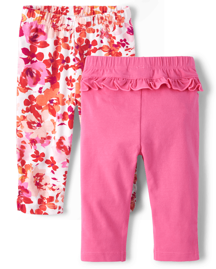 Baby Girls Floral Ruffle Pants 2-Pack