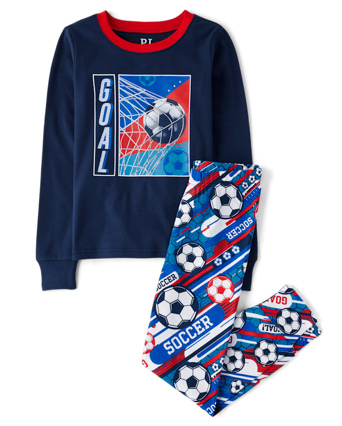 Boys Glow Soccer Snug Fit Cotton Pajamas