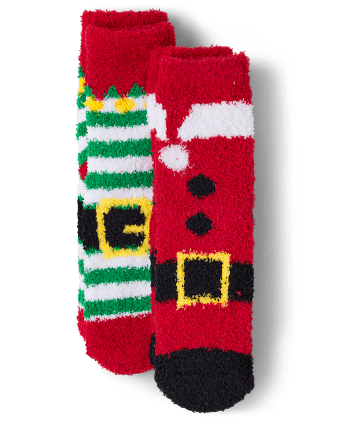 Kids Matching Family Santa Elf Suit Cozy Socks 2-Pack