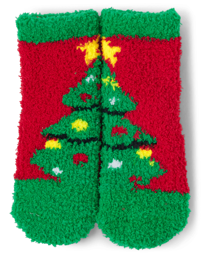 Baby And Toddler Matching Family Lights Christmas Tree Cozy Socks 2-Pack