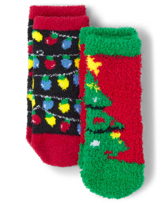 Baby And Toddler Matching Family Lights Christmas Tree Cozy Socks 2-Pack