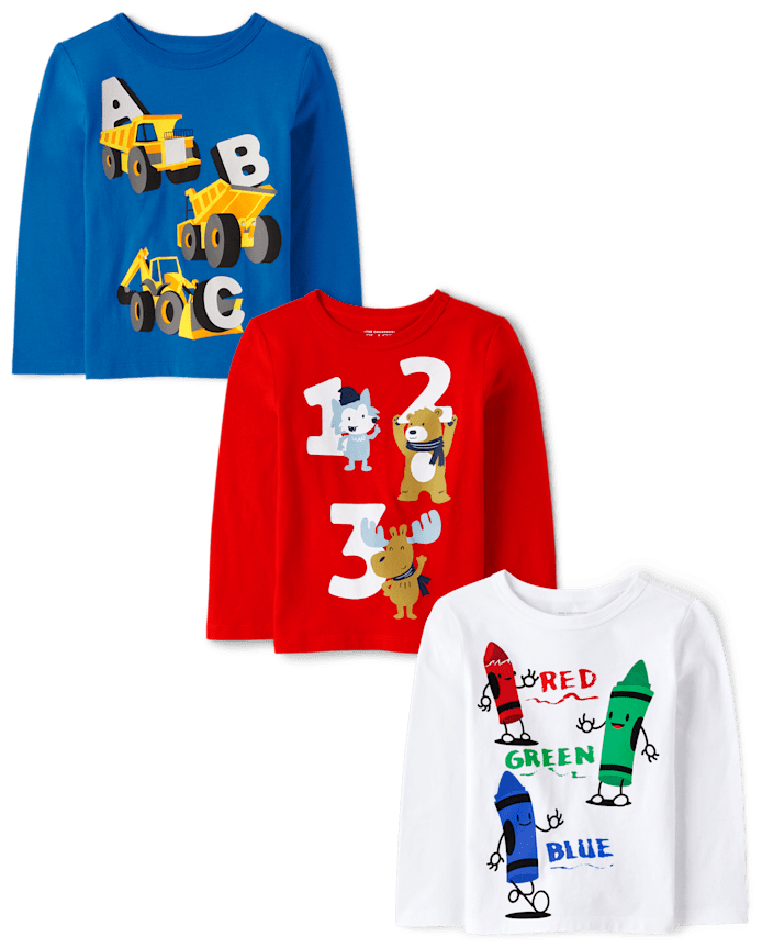 Baby And Toddler Boys Education Graphic Tee 3-Pack