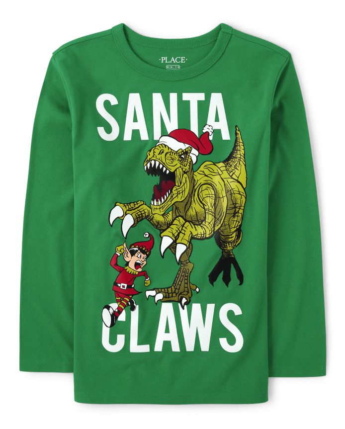 Boys Christmas Dino Graphic Tee