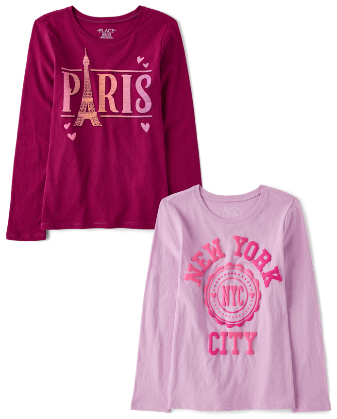 Girls Travel Graphic Tee 2-Pack