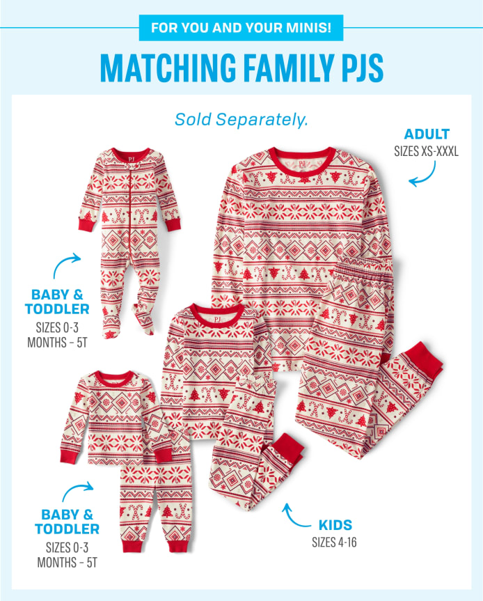 Adult Matching Family Candy Cane Fairisle Cotton Pajamas