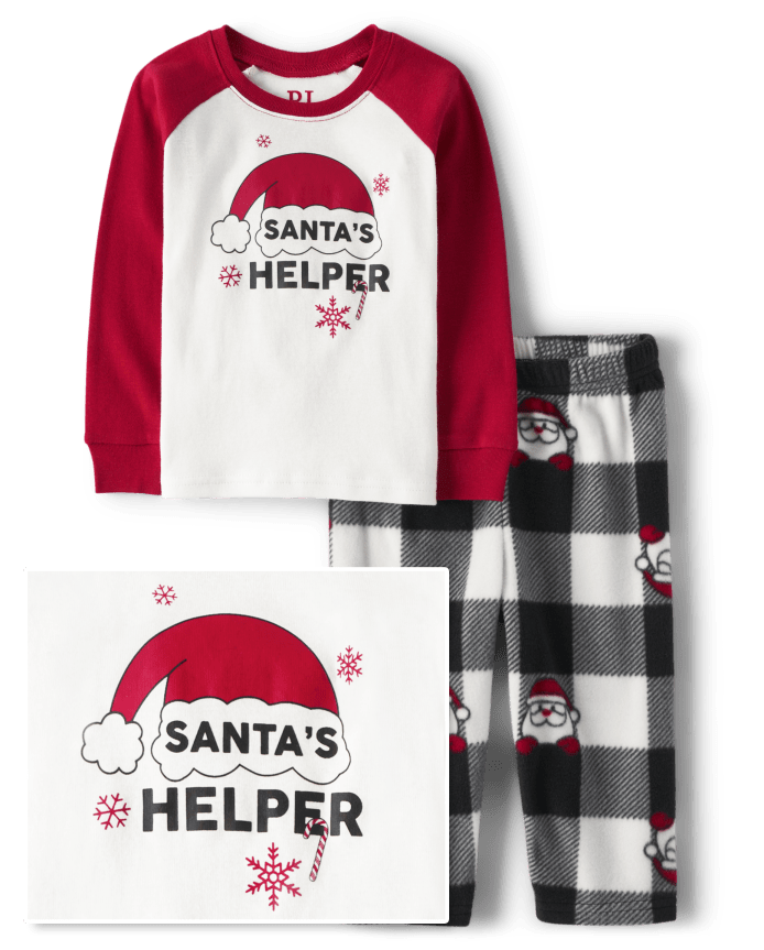 Toddler Matching Family Santas Helper Snug Fit Cotton And Fleece Pajamas