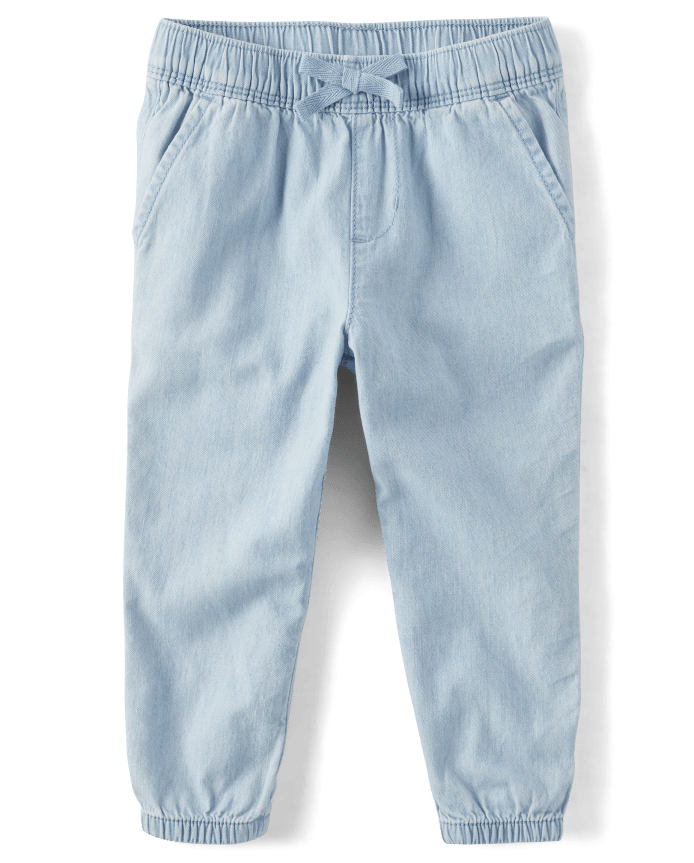 Baby And Toddler Girls Chambray Pull On Jogger Pants