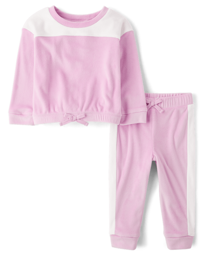 Toddler Girls Colorblock Velour 2-Piece Outfit Set