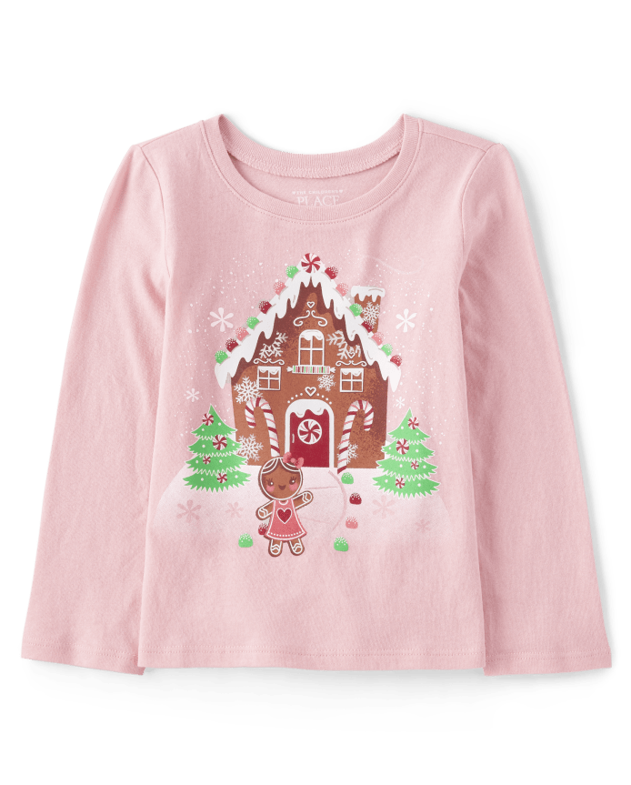 Baby And Toddler Girls Gingerbread House Graphic Tee