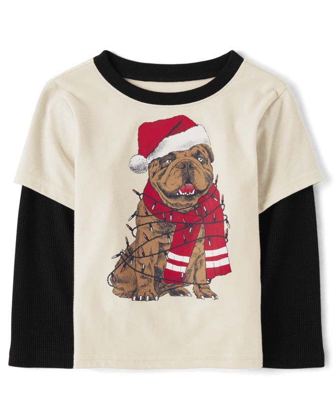 Baby And Toddler Boys Santa Dog 2 1 Top