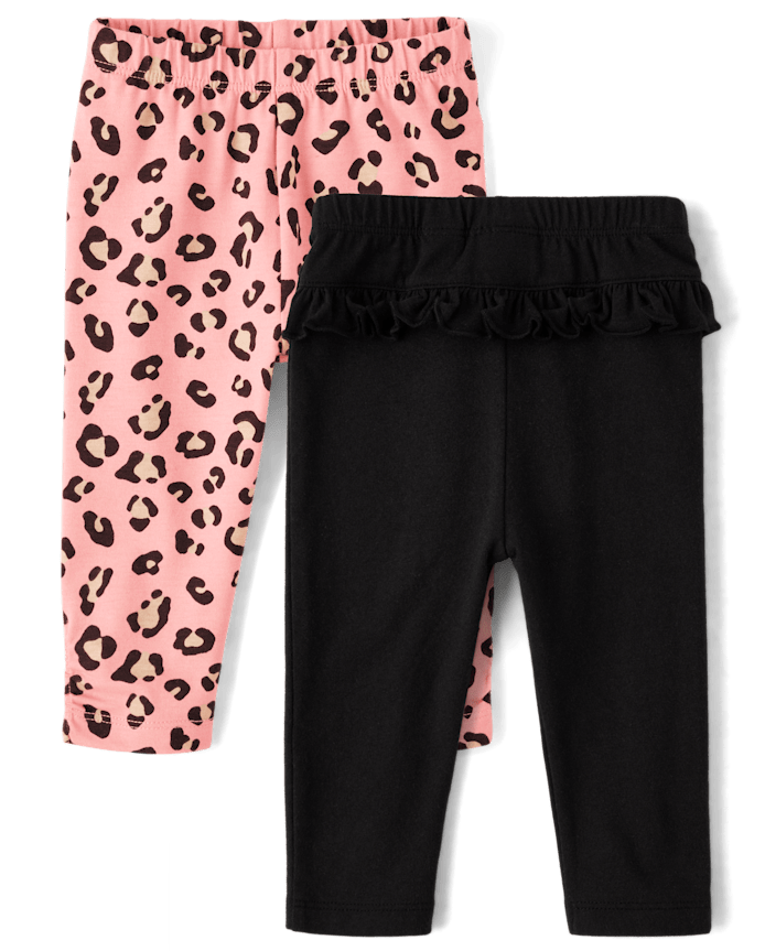 Baby Girls Leopard Ruffle Leggings 2-Pack