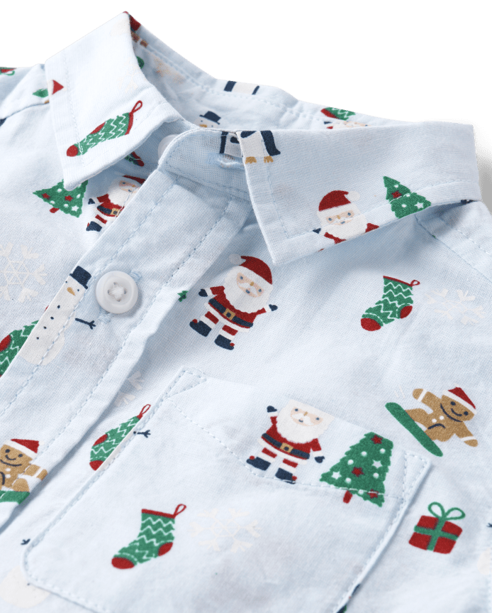 Baby And Toddler Boys Christmas Poplin Button Up Shirt