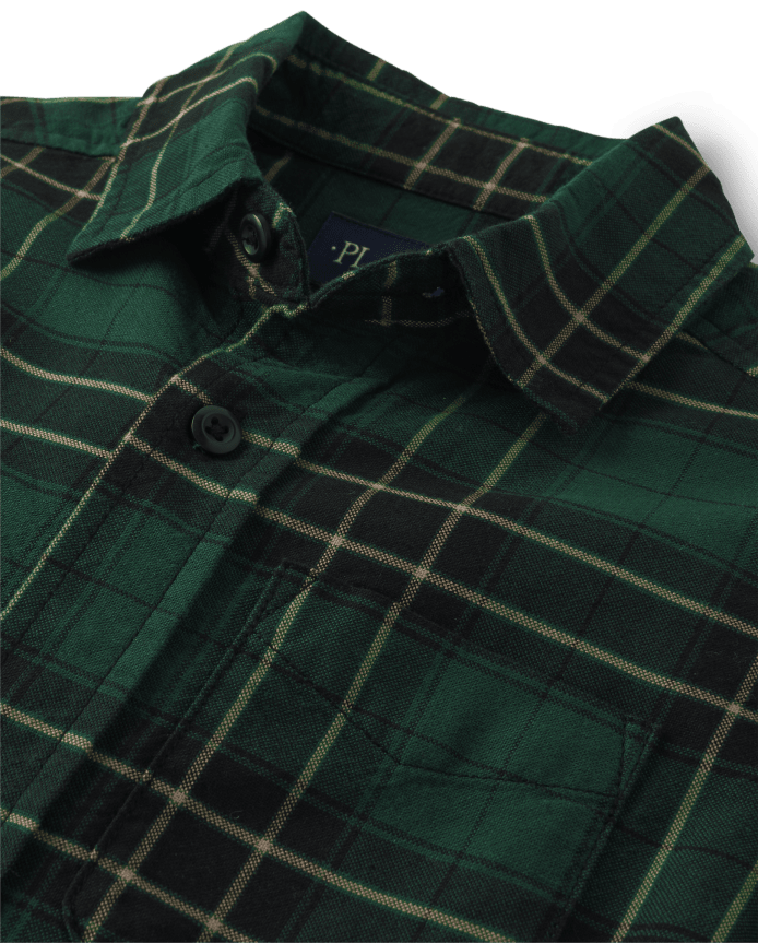 Boys Matching Family Plaid Oxford Button Up Shirt