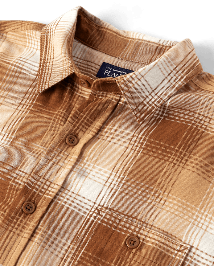 Mens Dad And Me Plaid Flannel Button Up Shirt