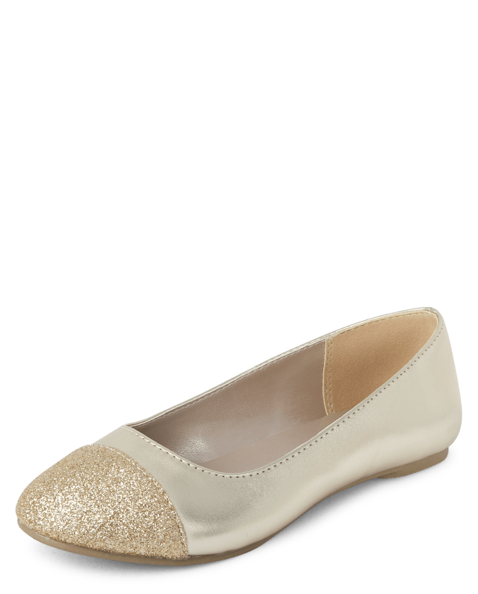 Girls Metallic Glitter Ballet Flats