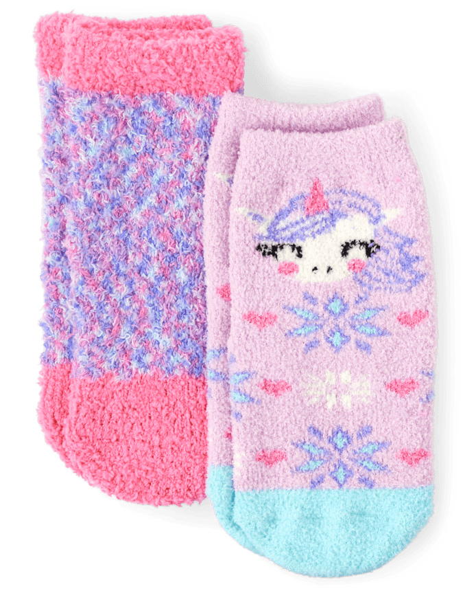 Toddler Girls Unicorn Cozy Socks 2-Pack