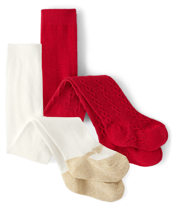 Baby Girls Cable Knit Tights 2-Pack