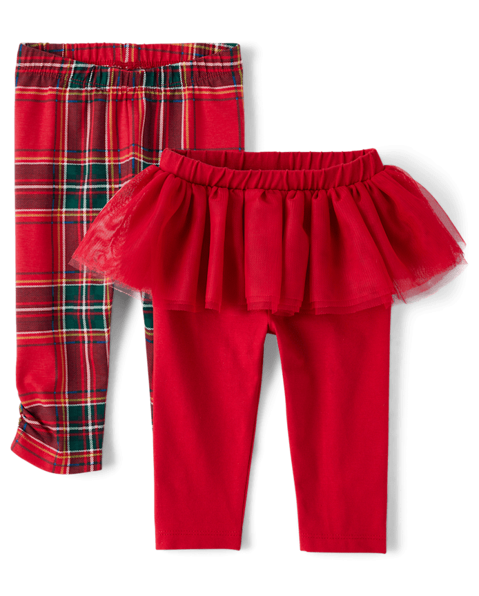 Baby Girls Plaid Tutu Leggings 2-Pack