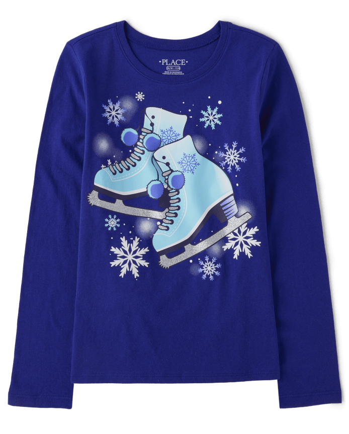 Girls Ice Skates Graphic Tee