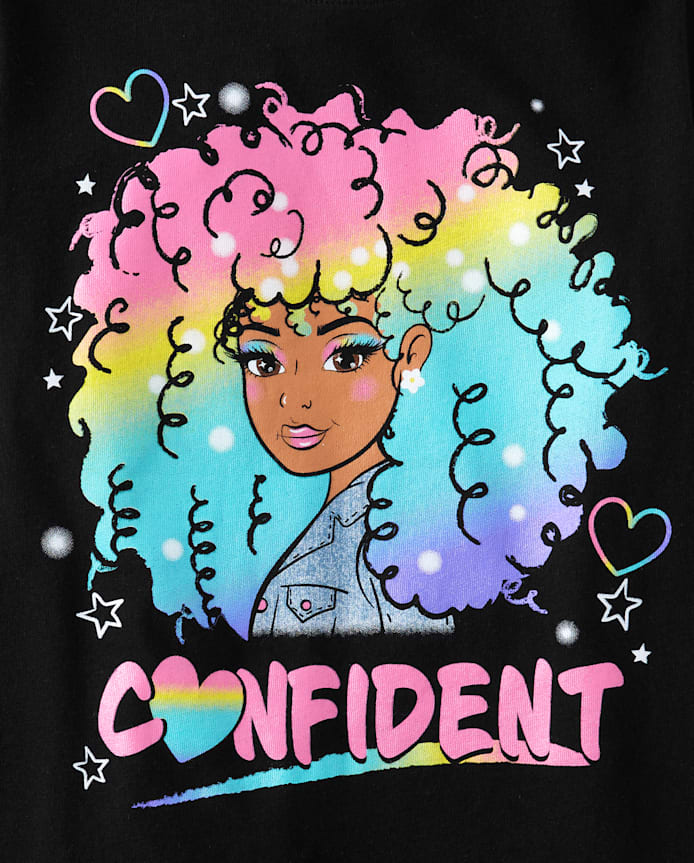 Girls Confident Rainbow Girl Graphic Tee