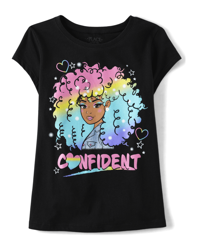 Girls Confident Rainbow Girl Graphic Tee