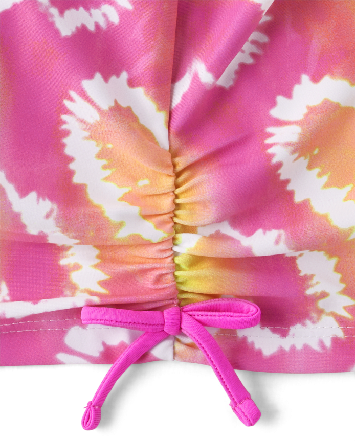 Baby And Toddler Girls Tie Dye Heart Rashguard Swimsuit
