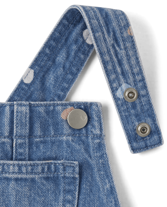 Baby And Toddler Girls Print Denim Shortalls
