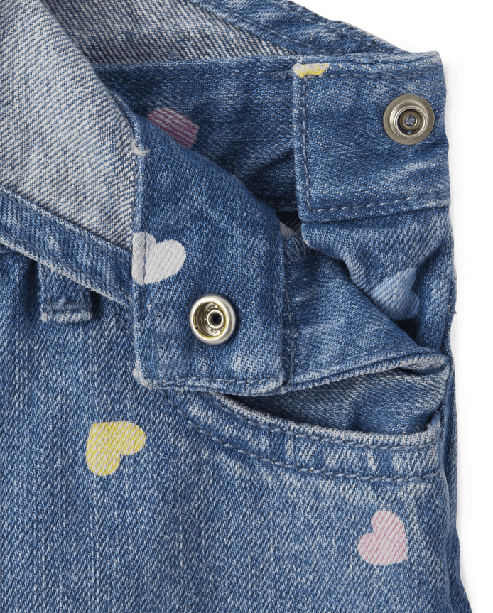 Baby And Toddler Girls Print Denim Shortalls