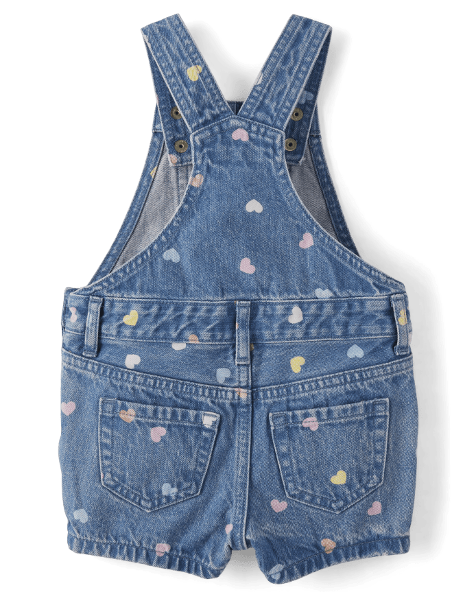 Baby And Toddler Girls Print Denim Shortalls