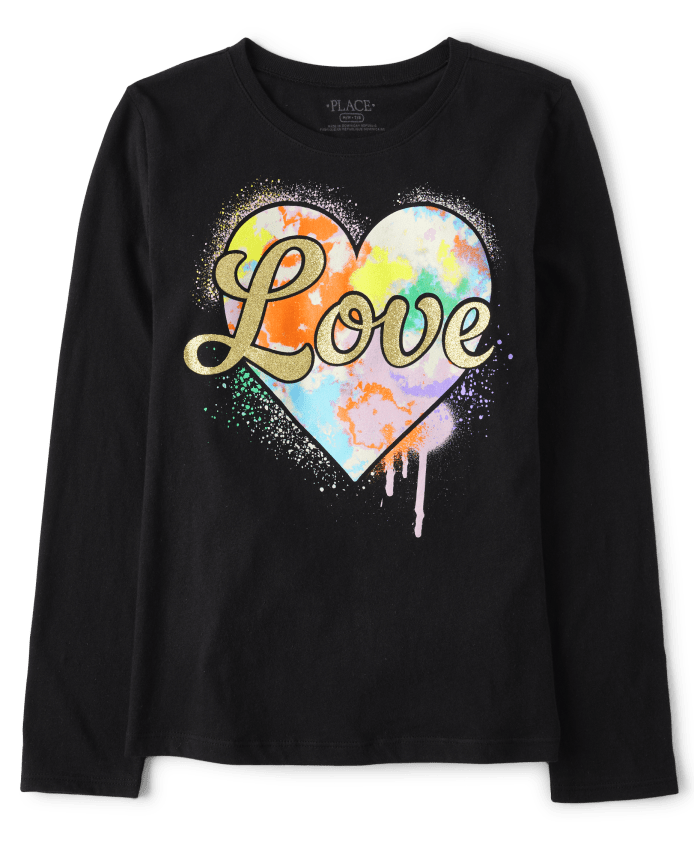 Girls Love Heart Graphic Tee