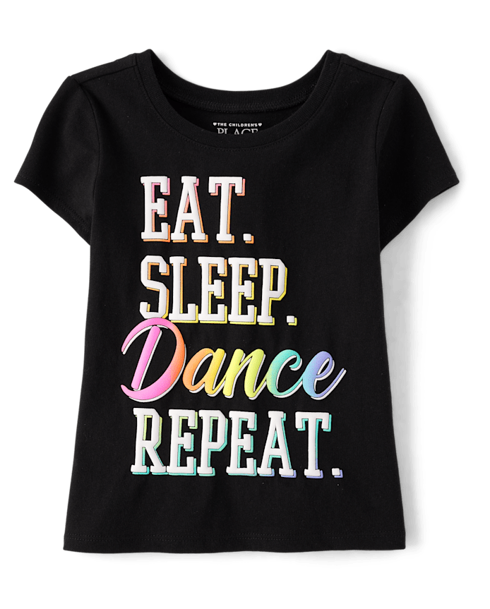 Baby And Toddler Girls Eat Sleep Dance Repeat Graphic Tee