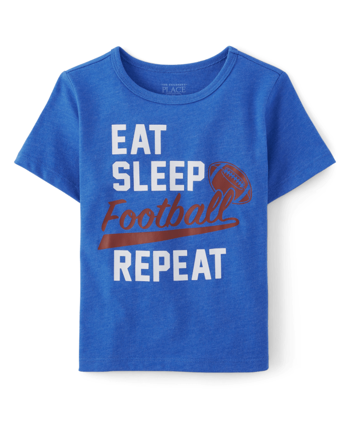 Baby And Toddler Boys Eat Sleep Football Repeat Graphic Tee