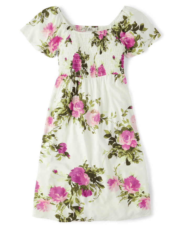Womens Mommy And Me Floral Smocked Dress